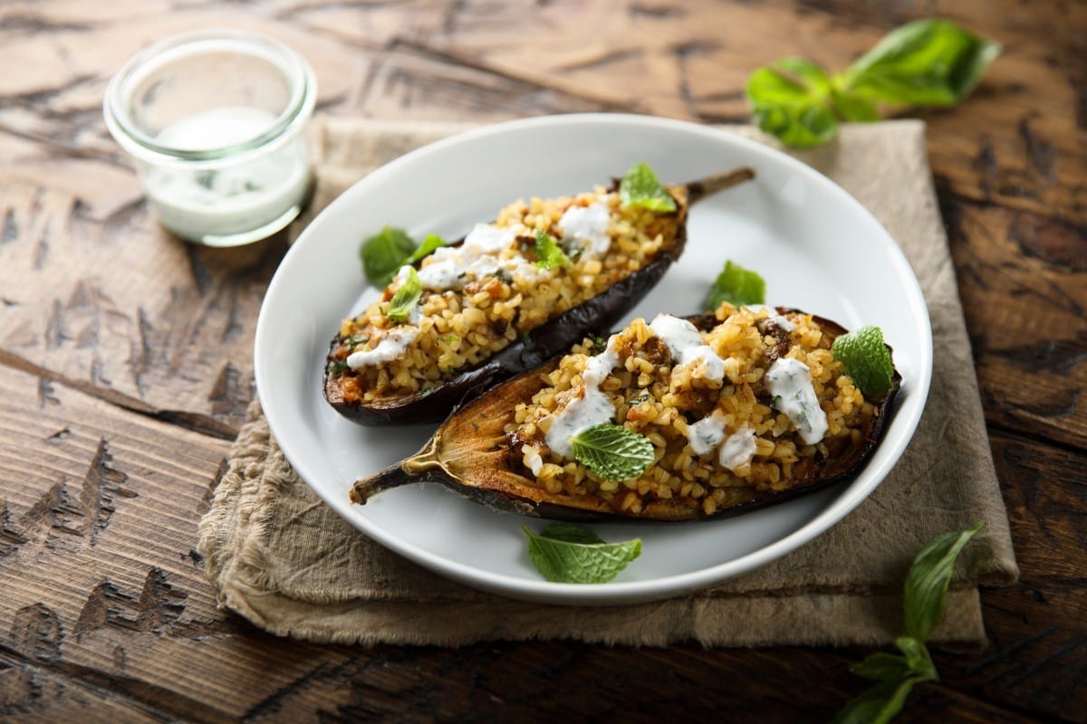 Gefüllte Auberginen mit Bulgur